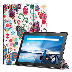 Etui en PU support triple pour l'impression de patrons papillon coloré pour votre Lenovo Tab M10 TB-X605F