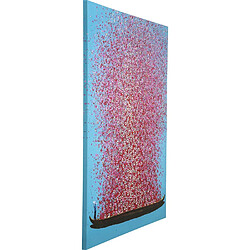 Karedesign Tableau Touched fleurs pirogue bleu et rose 120x160cm Kare Design