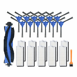 6paires Brosses latérales+10pcs filtres+1pc peigne jaune+1pc brosse à rouleau pour Conga Robot 1090 Aspirateur