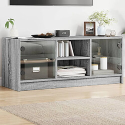 vidaXL Meuble TV avec portes en verre sonoma gris 102x37x42 cm