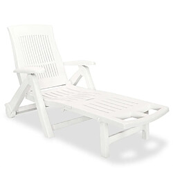 Maison Chic Chaise longue avec repose-pied | Bain de soleil Relax | Transat Plastique Blanc -GKD22607