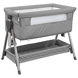 vidaXL Lit pour bébé avec matelas Gris clair Tissu de lin