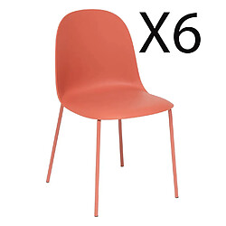 Pegane Lot de 6 chaises en Polypropylène coloris Terracotta, avec pieds en métal coloris Terracotta -Longueur 44,5 x Profondeur 51 x Hauteur 79 cm