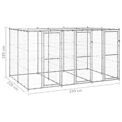 vidaXL Chenil extérieur Acier galvanisé avec toit 7,26 m² pas cher