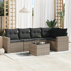 Maison Chic Salon de jardin 6 pcs avec coussins | Ensemble de Table et chaises | Mobilier d'Extérieur gris résine tressée -GKD59812