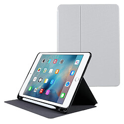 Etui en PU X-LEVEL texture en fibre de carbone avec support et porte-crayon gris pour votre iPad 9.7-pouces (2017)/(2018)/Air (2013)/Air 2/Pro 9.7 pouces (2016)