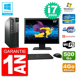 PC Lenovo M82 SFF Ecran 22" i7-2600 RAM 4Go Disque 500Go Graveur DVD Wifi W7 - Occasion