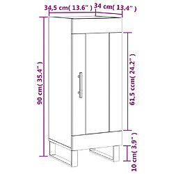 vidaXL Buffet Sonoma gris 34,5x34x90 cm Bois d'ingénierie pas cher