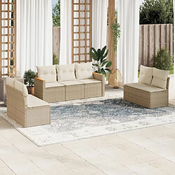 Maison Chic Salon de jardin avec coussins 7 pcs | Ensemble de Table et chaises | Mobilier d'Extérieur beige résine tressée -GKD71911