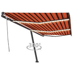 Maison Chic Auvent manuel rétractable,Store manuel de porte avec LED 600x300 cm Orange et marron -GKD38443