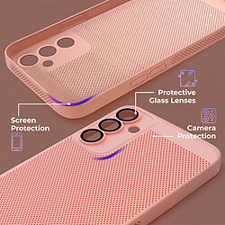 Moozy VentiGuard Coque de téléphone pour Samsung A34 5G Rose Pastel – Housse respirante avec motif perforé pour la circulation de l'air, ventilation, anti-surchauffe