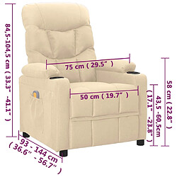 vidaXL Fauteuil de massage Crème Tissu pas cher