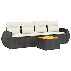 Maison Chic Ensemble de 5 Tables et chaises d'extérieur avec coussins,Salon de jardin noir résine tressée -GKD359960