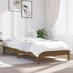 vidaXL Cadre de lit sans matelas marron miel 100x200 cm bois massif