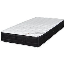 Ebac Matelas 90x190 Ramage - Ressorts ensachés - Hauteur 24 cm - 3 zones - Soutien ferme Matelas 90x190 Ramage ressorts ensachés. Plaque de mousse polyuréthane HD FLEX + nappe de ouate polyester hypoallergénique 300 gm2 piquée sur mousse de confort - Hauteur 24 cm ; Ressorts ensachés - Coutil stretch 100% polyester - Accueil: Tonique - Ferme