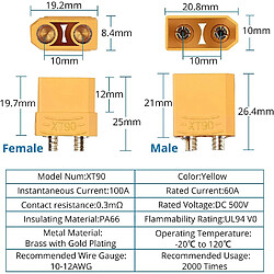 Acheter 10 paires de connecteurs XT90 de haute qualité, mâle-femelle, connecteurs de batterie modèle Rc Lipo