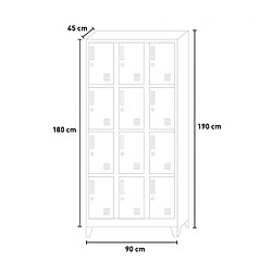 OFFICE24 Casiers avec 12 compartiments métalliques 90x45 H190 pour vestiaire verrouillable Krakatoa pas cher