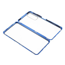 Coque en cadre métallique cadre double face ultra clair magnétique tout autour bleu pour votre Huawei P smart 2021/Y7a