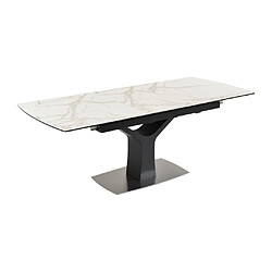 Vente-Unique Table à manger extensible 6 à 8 personnes - Céramique, verre trempé et métal - Effet marbre blanc et anthracite - COLBY de Maison Céphy pas cher