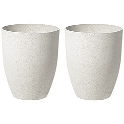 Beliani Lot de 2 cache-pots blanc cassé 35 x 35 cm CROTON