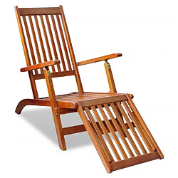 Helloshop26 Transat chaise longue bain de soleil lit de jardin terrasse meuble d'extérieur avec repose-pied bois d'acacia solide 02_0012569 pas cher