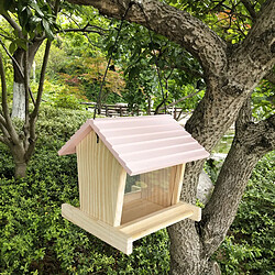 Universal Éleveur d'oiseaux Décoration de cour en bois Distributeur d'aliments pour oiseaux sauvages Maison d'oiseaux en bois avec toit Décoration de cour familiale