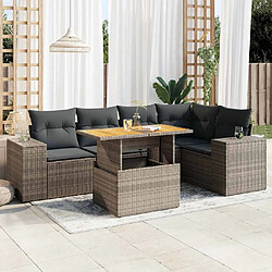 vidaXL Salon de jardin 6 pcs avec coussins gris résine tressée