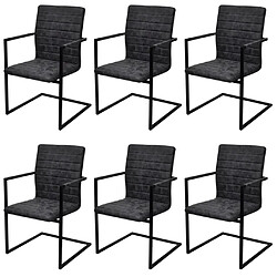 Maison Chic Lot de 6 Chaises à manger cantilever,Chaises de cuisine style scandinave - noir similicuir -MN66003