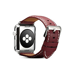 Avis Wewoo Pour Apple Watch Series 5 & 4 44 mm / 3 & 2 & 1 42 mm Protection de l'environnement Bracelet en cuir véritable rouge-brun