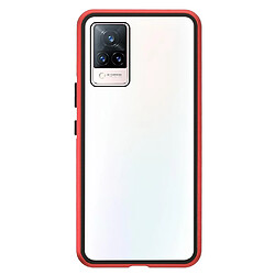 Coque en métal absorption magnétique, rouge pour votre Vivo V21 5G