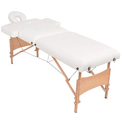 vidaXL Table de massage pliable et tabouret 10 cm d'épaisseur Blanc