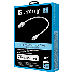 Sandberg USB>Lightning MFI 0.2m 0,2 m Blanc