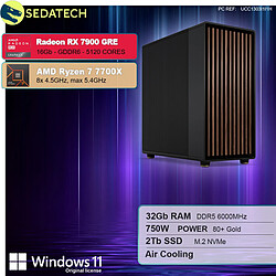 Sedatech Workstation Premium • AMD Ryzen 7 7700X • RX 7900 GRE • 32Go DDR5 • 2To SSD M.2 • Windows 11