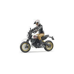 Bruder 63051 Ducati Scrambler Desert Sled Moto avec figurine conducteur et accessoires (la couleur peut varier)