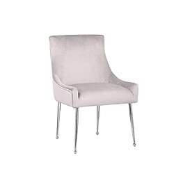 Avis Vivenla Lot de 2 Chaises de salle à manger design revêtement en velours gris clair avec poignet à l'arrière et piètement en acier argenté collection JERSEY