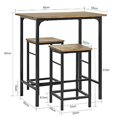 Avis SoBuy OGT10-PF Lot Table et 2 Tabourets Ensemble Table de Bar Bistrot + 2 Chaises de Bar avec Repose-Pieds Table Haute Cuisine