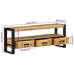 vidaXL Meuble TV 120x30x45 cm Bois massif de manguier pas cher