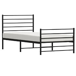 Acheter Maison Chic Lit adulte - Lit simple Cadre de lit métal avec tête de lit/pied de lit,Structure du lit Contemporain pour chambre noir 90x200 cm -MN94648