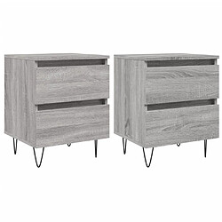 Maison Chic Lot de 2 Tables de chevet - Tables de Nuit sonoma gris 40x35x50 cm bois ingénierie