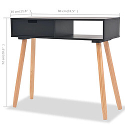 vidaXL Table console Bois de pin massif 80 x 30 x 72 cm Noir pas cher