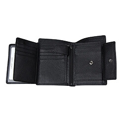 Portefeuille Cuir Véritable 3-Volets RFID Blocage Cartes Protection Grande Capacité Noir YONIS