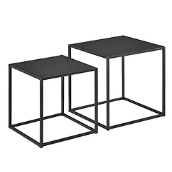 Helloshop26 Lot de 2 tables basses de forme carré en métal noires mat 03_0005776