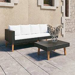 Maison Chic Salon de jardin 2 pcs avec coussins - Table et chaises d'extérieur - Mobilier/Meubles de jardin Moderne Résine tressée Noir -MN83783