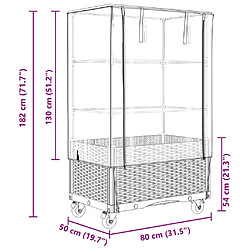 vidaXL Jardinière surélevée avec housse et roues aspect rotin pas cher