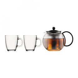 bodum - set théière 1l + 2 mugs 0.35l noir - k1805.01 