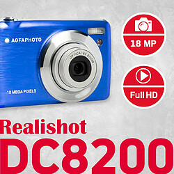 AgfaPhoto Appareil Photo Numérique Compact Agfa Photo Realishot DC8200BL Bleu Housse + Carte SD 16Go incluses