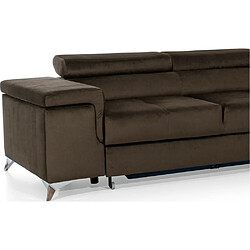 VENESETTI Canapé d'angle convertible - ERWAN - en tissu luxe 5 places, chocolat, angle droit (vu de face) pas cher