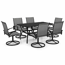 Salle à dîner de jardin 7 pcs,Table et chaise à manger Textilène et acier -MN30265