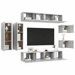 Avis Maison Chic Ensemble de meubles TV 8 pcs | Banc TV Moderne pour salon | Meuble de Rangement - Gris béton Aggloméré -MN55467