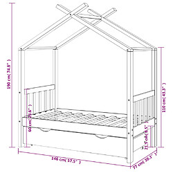 vidaXL Cadre de lit enfant avec tiroir blanc pin massif 70x140 cm pas cher